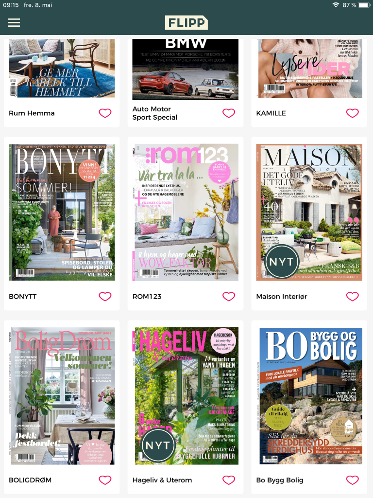 Flipp appen gir deg tilgang på en rekke magasiner innen blant annet interiør, livsstil og hage